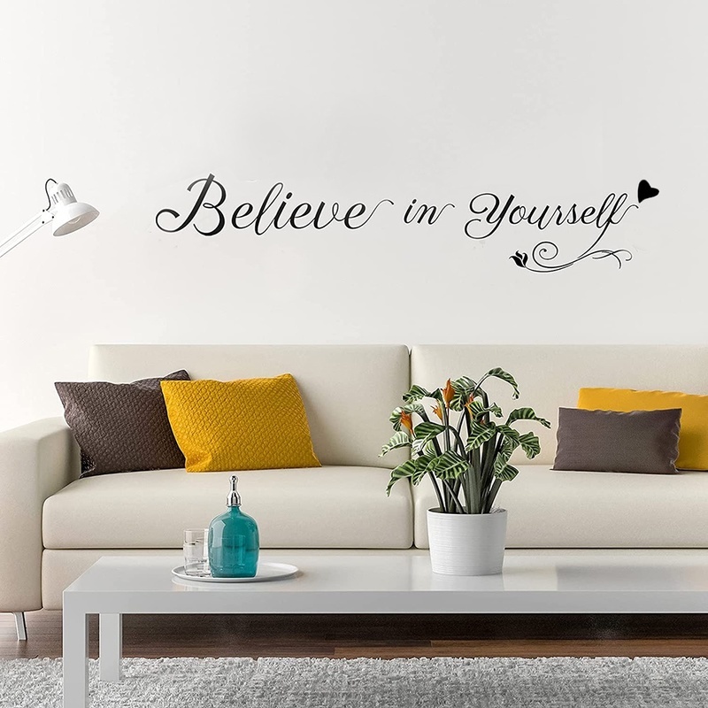 Stiker Dinding Bahan PVC Mudah Dilepas Gambar Tulisan Believe In Yourself Untuk Dekorasi Rumah