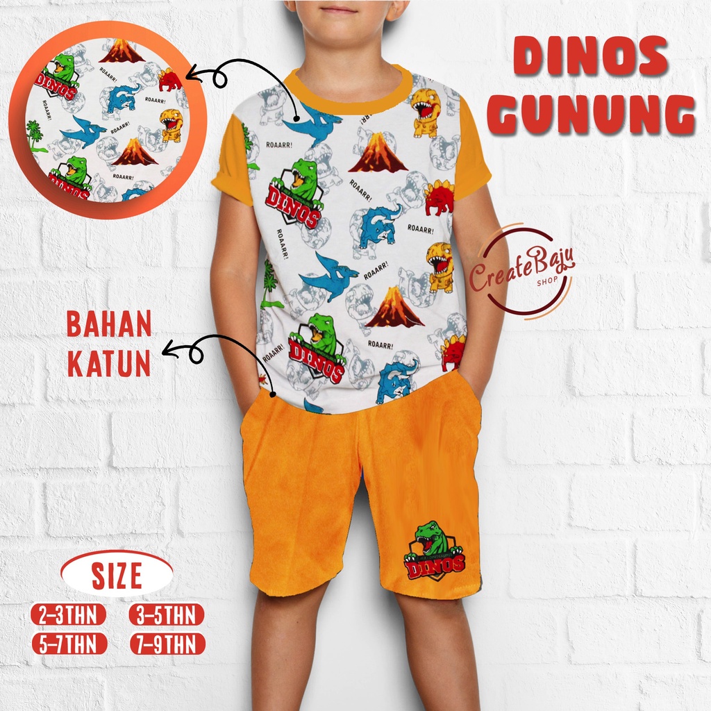 Setelan Anak Laki-Laki Hayami 2-9 Thn Dinosaurus Baju Anak Laki-Laki Murah