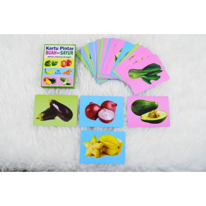 Mainan edukasi kartu pintar buah dan sayur / flashcard