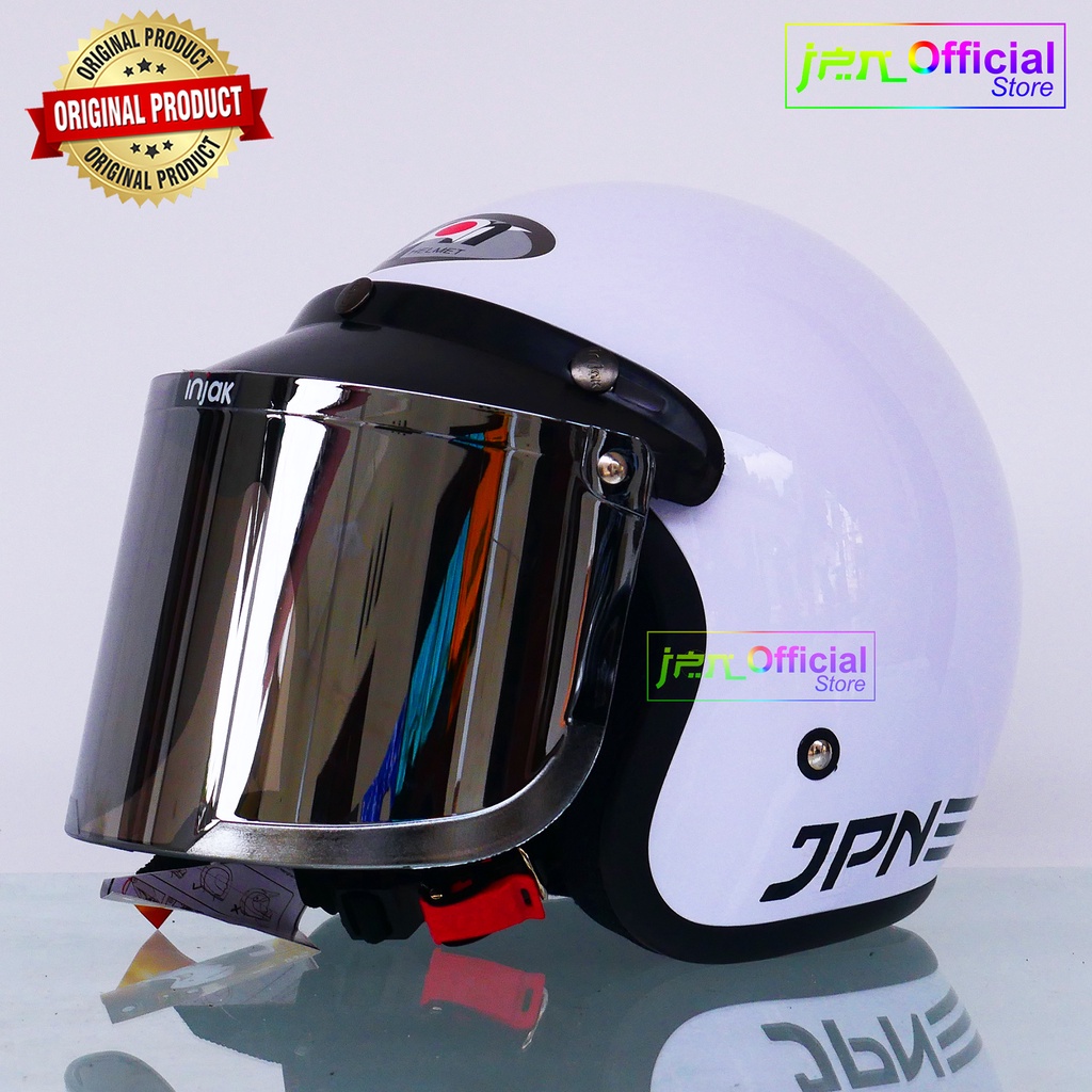 Helm JPN Retro Original Dewasa PUTIH GLOSSY Standart SNI