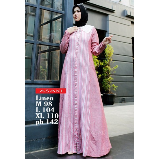 GAMIS SUPER PREMIUM ORIGINAL ASAKI/GAMIS HODDIE MAYASARI LINEN IMPORT MOTIF SALUR