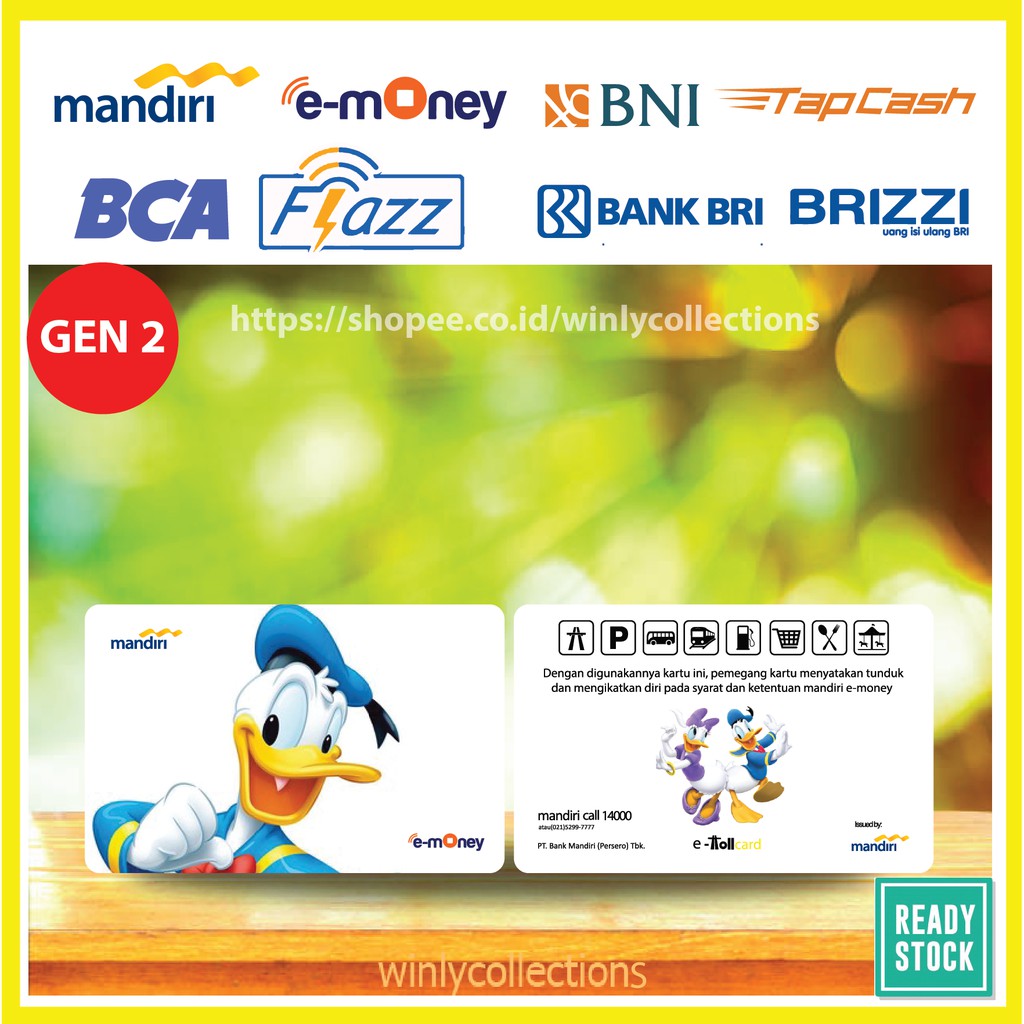KARTU EMONEY E TOLL DONAL BEBEK DONAL DUCK ANIME MANDIRI FLAZZ BCA BNI TAPCASH BRIZZI BRI - 2 SISI