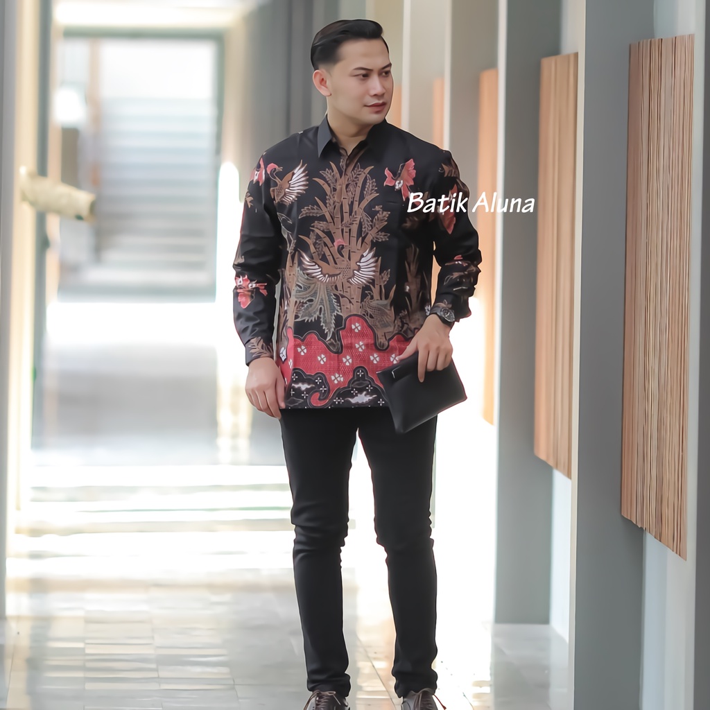 KEMEJA BATIK PRIA PREMIUM LENGAN PANJANG REGULAR BATIK ALUNA PCW 021