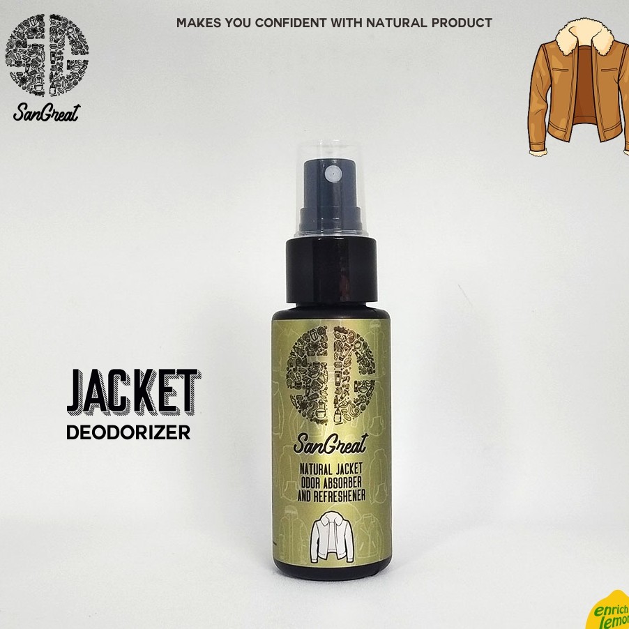 Parfum pewangi jaket Penghilang bau jaket pewangi Jaket alami parfum jaket SanGreat Jacket deodorizer untuk kaket kulit maupun non kulit 60 ml