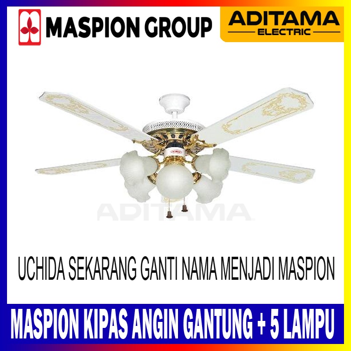 UCHIDA MASPION KIPAS ANGIN PLAFON 52inch 5 LAMPU/ CEILING FAN UCHIDA 52 Inch