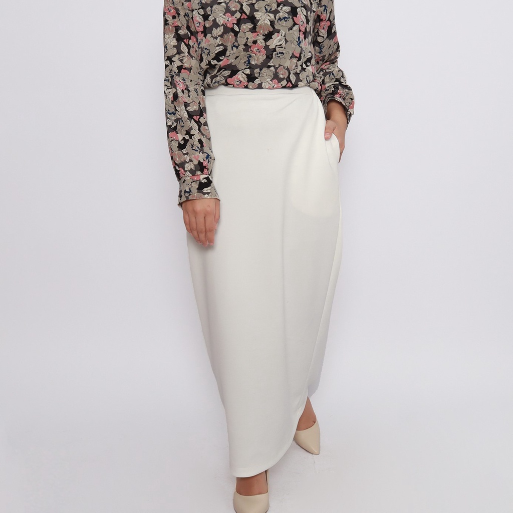 Ahlami- Kala Skirt Rok Rajut Premium Rok Span Knit Tebal Rok Rajut Span Rok Span Premium Rok Kerja Rok Formal Premium-BROKEN WHITE (SCUBA)