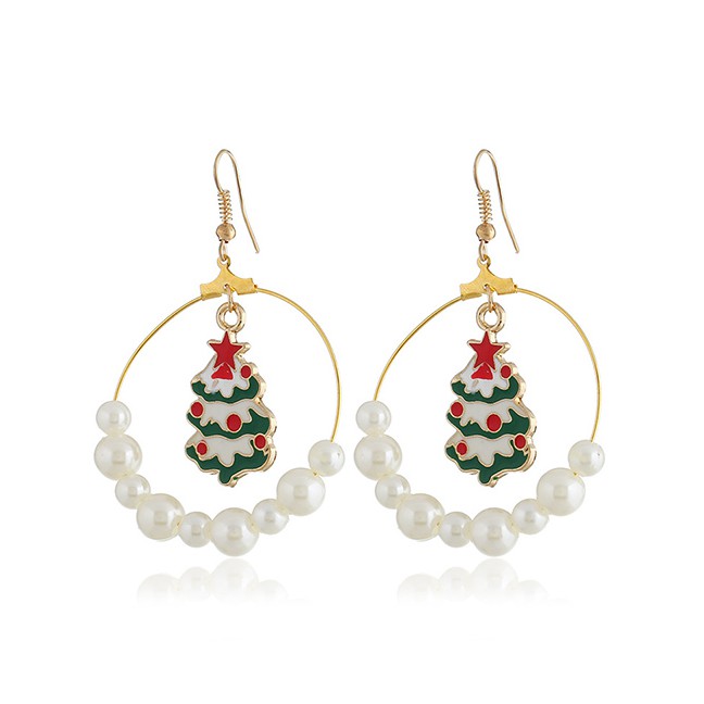 LRC Anting Gantung Fashion Color Snowman Elk Earrings D22061