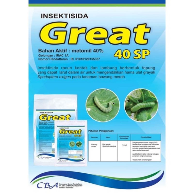 Insektisida GREAT 40SP 200gr Obat Hama Perusak Daun - Obat pembasmi Serangga Ulat Cabuk pada Tanaman