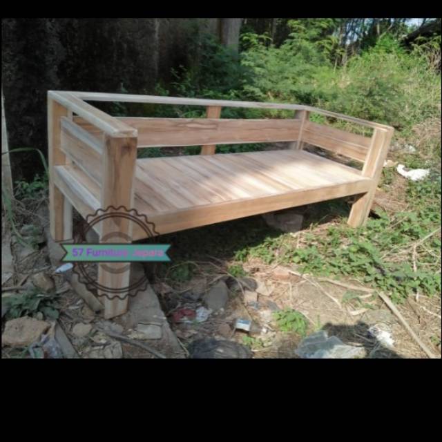 Bale bale kursi bangku resban model simpel polos kayu jati mentah