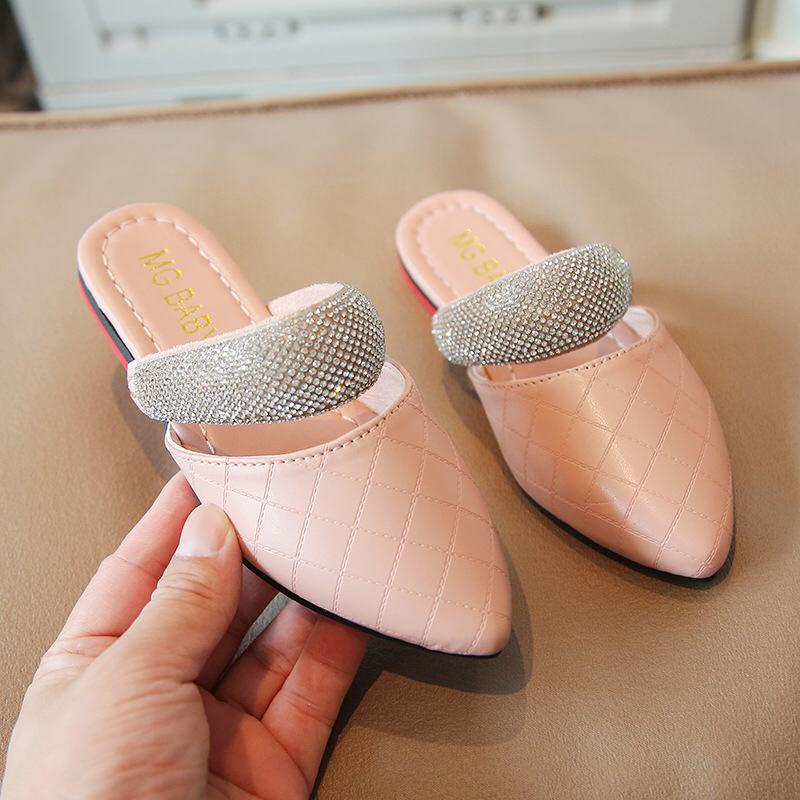 (LOLI-JKT) SD-603 SANDAL IMPORT ANAK BLING SLIDE UJUNG LANCIP SIZE 26-35