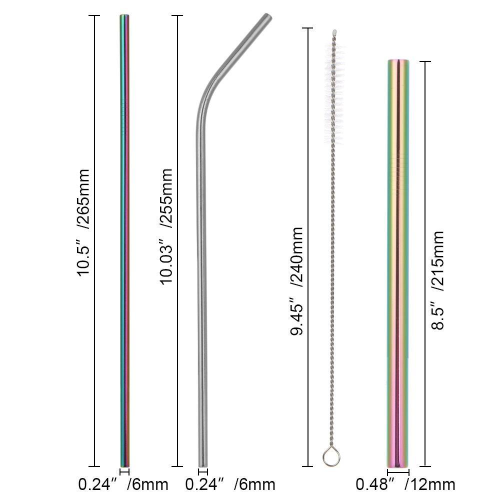R-FLOWER 4/6 /8PCS Sedotan Minum Logam Dapat Digunakan Kembali Rumah &amp; Dapur Melengkung Lurus Perlengkapan Pesta Bar Aksesoris