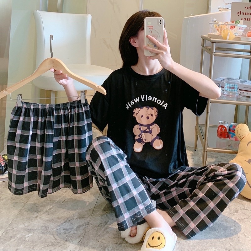 JC- Stelan Piyama 3in1 Import / Set Piyama 3in1 / Piyama Wanita 3in1 Import / Piyama Korea 3in1 wanita terbaru Murah