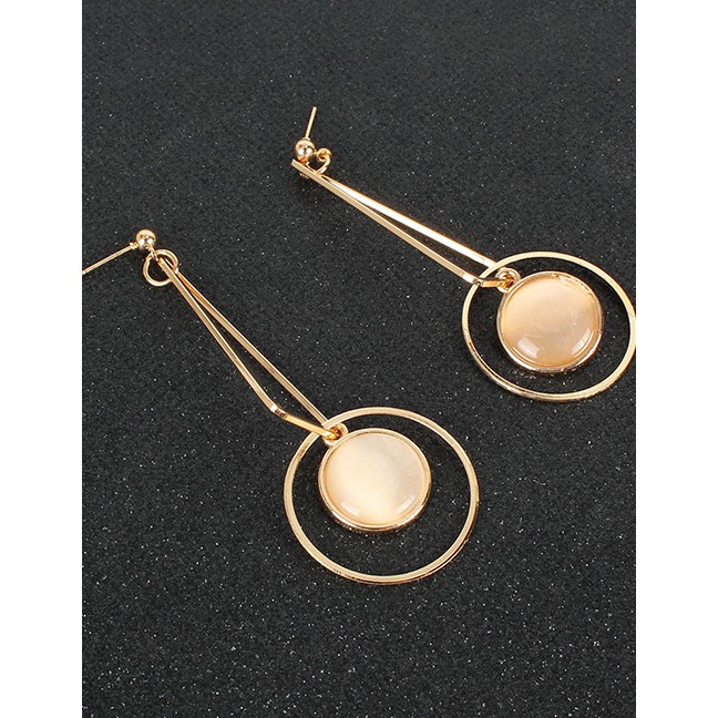 LRC Anting Tusuk Fashion Gold Color Alloy Drop-shaped Resin Earrings P09878