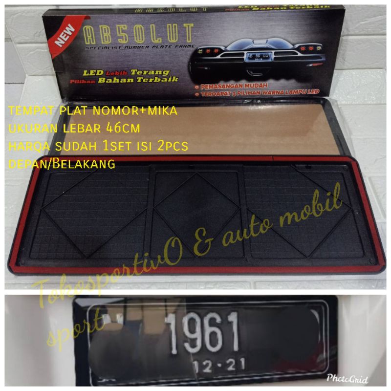 Dudukan / tatakan / Tempat plat nomor Arcylic+mika semua mobil universal 1set isi 2pcs tatakan plat