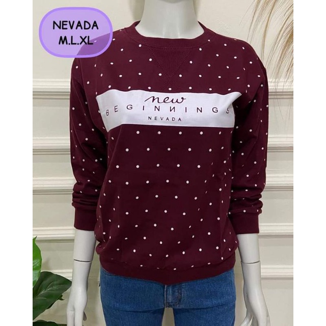 (sweater Nevada)sweater Nevada polka/sweter wanita terlaris/atasan wanita murah/sweater terbaru