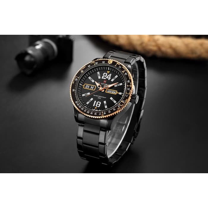 🔥BEST ITEM🔥 Jam Tangan Pria Naviforce NF9102 Original Rantai Black Rosegold Black