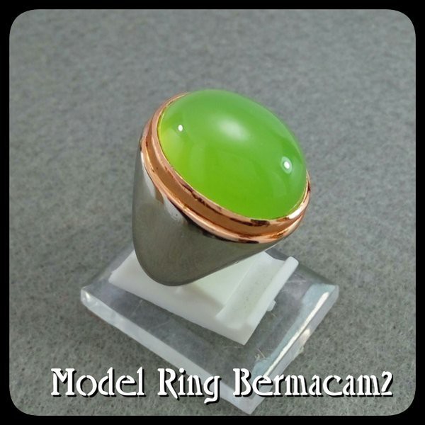 BATU CINCIN GREEN APPLE CHALCEDONY KLEP AIR MAIN BOSS, JAMINAN GIWANG !!!