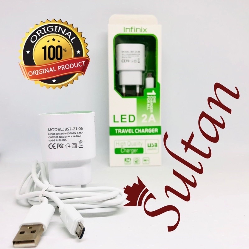 PROMO CHARGER LED 2.1A INFINIX ORIGINAL BONUS KABEL MICRO