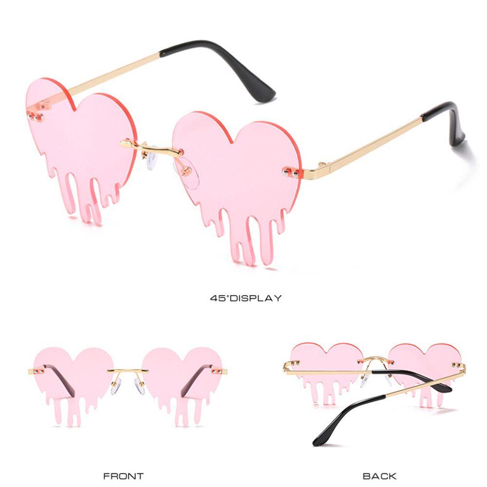 Lily Heart Rimless Sunglasses Halloween Pesta Liburan Lucu Eyewear UV400