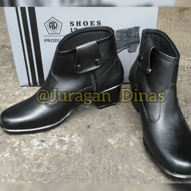 SEPATU PDH PDL WANITA ANKLE BOOTS POLWAN SECWAN HITAM DOP AR EXCLUSIVE ASLI KULIT ORIGINAL