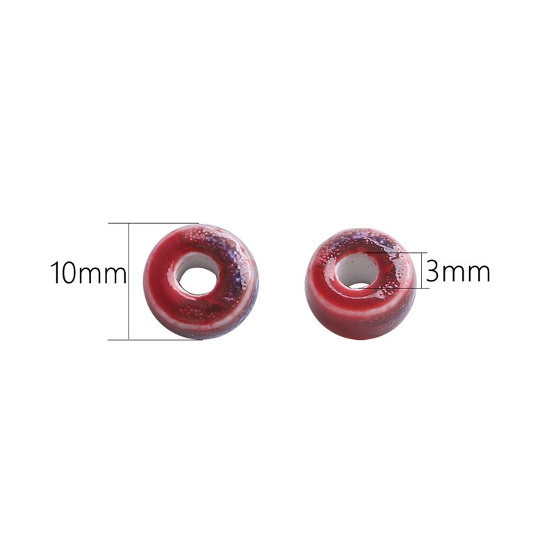 10 Pcs/lot 5X10 Mm Bunga Cina Keramik Porselen Datar Bulat Datar Bulat Disk Bentuk untuk Membuat Perhiasan Gelang Kalung DIY