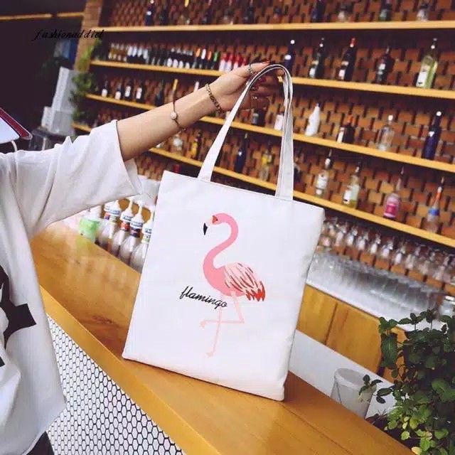 RR FLAMINGO - Tas Tote Bag Wanita Pakai Resleting