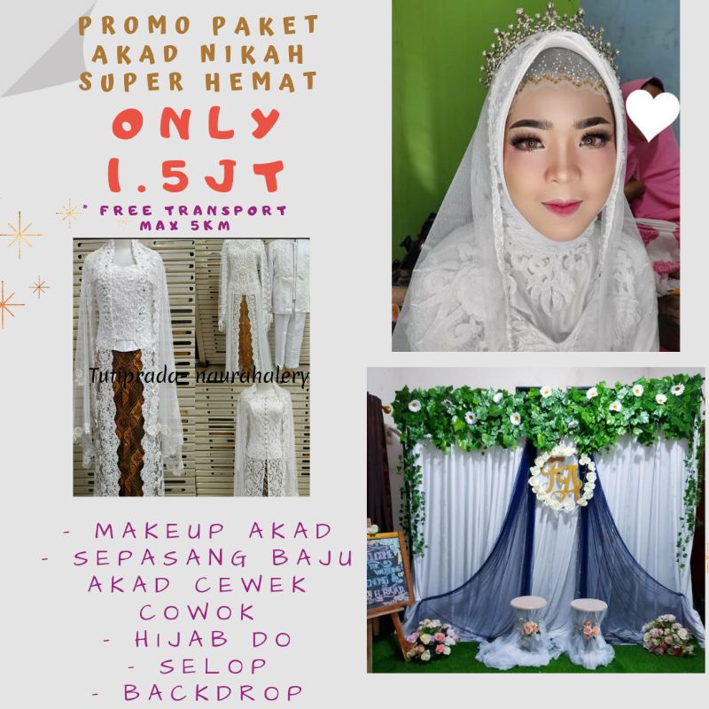 paket akad nikah super murah dapat makeup, baju akad, backdrop