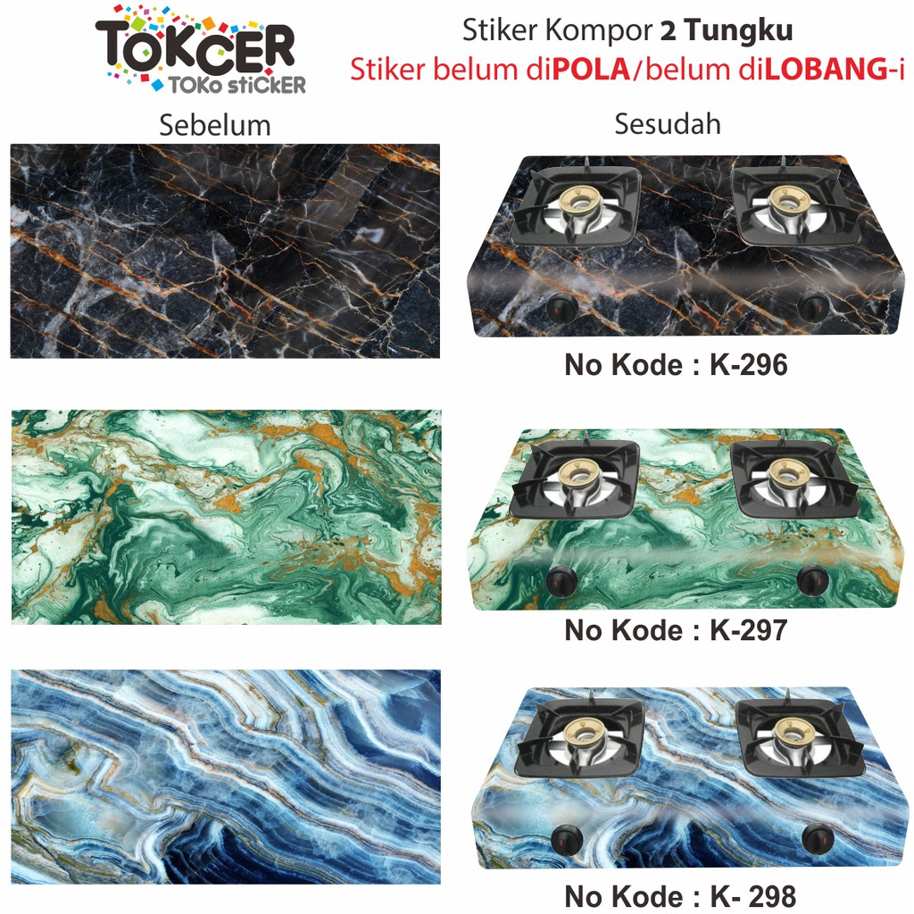 Stiker Kompor 2 Tungku motif MARMER