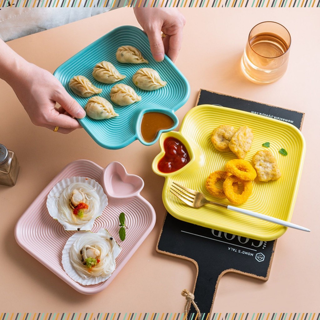 Heart Plate Grig Love Ceramic Wadah Saji Piring Makan Piring Love Keramik