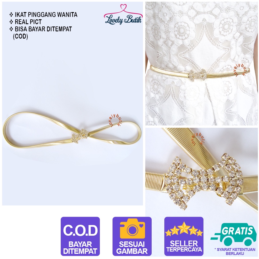 Lovelybutik - Stretch Spring Belt  Ikat Pinggang Wanita -  Pitt4 Diamond Gesper Stretch Spring Tali Pinggang Elastis