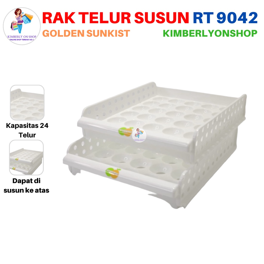 Tempat Penyimpanan Telur Rak Telur Susun RT 9042 Golden Sunkist