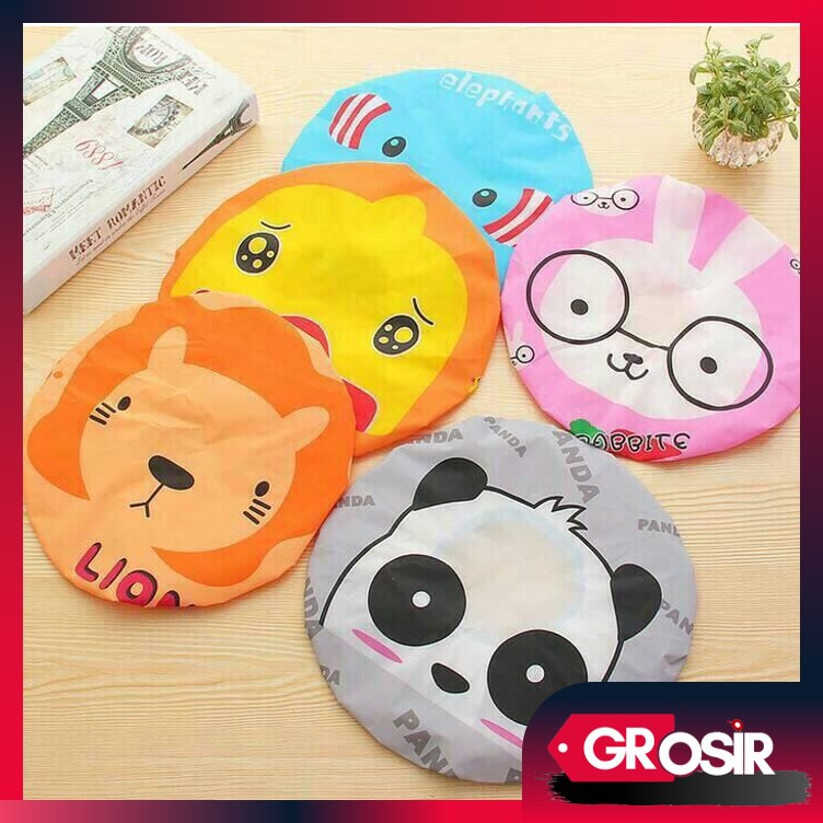 Grosir - H252 Shower Cap karakter / Topi Keramas / Pelindung Rambut / Anti basah / Penutup Rambut