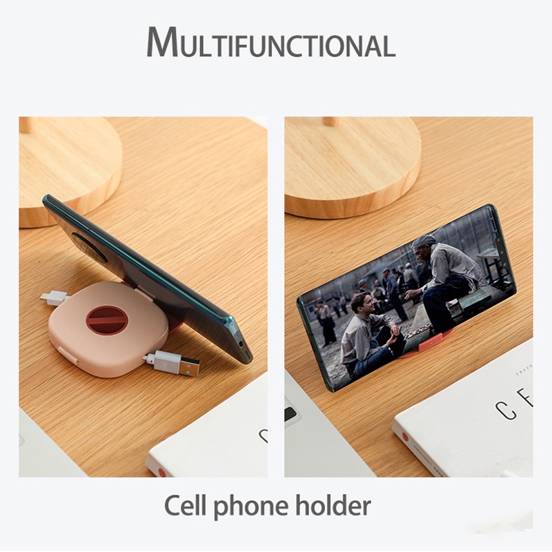 Rotating Multi-Function Data Cable Storage Box With Mobile Phone Holder