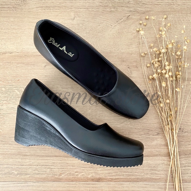 Erasmas B7 hak 7cm - Sepatu Wedges Wanita Sepatu Kerja Wanita Sepatu Dinas Wanita Sepatu Kantor