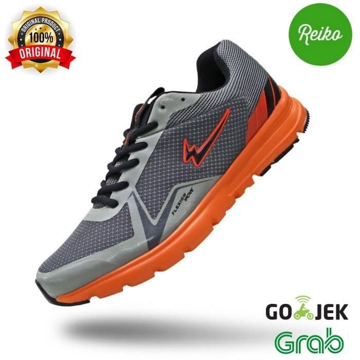 Sepatu Olahraga Eagle "Thunderbolt" Running / Lari 100% Original - Grey Orange, 37