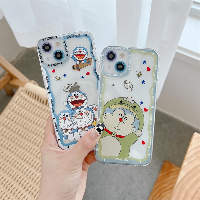 Case Pelindung Lensa Tahan Jatuh Motif Doraemon Untuk iPhone 11 12 13 Pro MAX X XR XSMAX 7 8 Plus