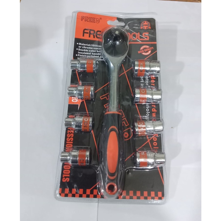 FREED KUNCI SHOCK SET 9PCS + GAGANG RATCHET BESAR