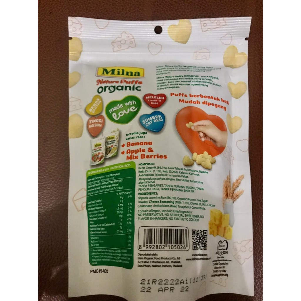 Milna Nature Puffs Organic Camilan Bayi Pouch 15 Gr