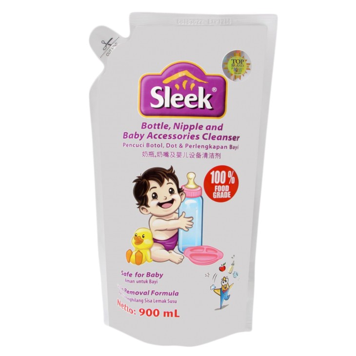Sleek Bottle Nipple And Baby Accessories Cleanser 900ml Sleek Pembersih Botol Susu Bayi Dot 900 Ml