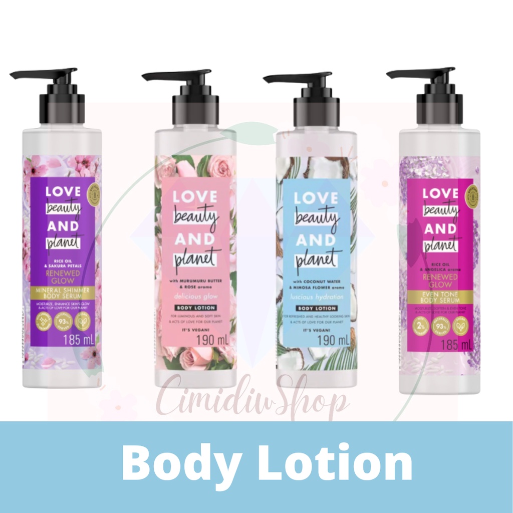 BODY LOTION Love Beauty and Planet 190 400 ml murumuru butter and rose coconut water mimosa argan oil lavender ocean sea salt Vitamin C & Mandarin Orange​ Tucuma Butter & Vanilla RIce oil angelica aroma sakura petals