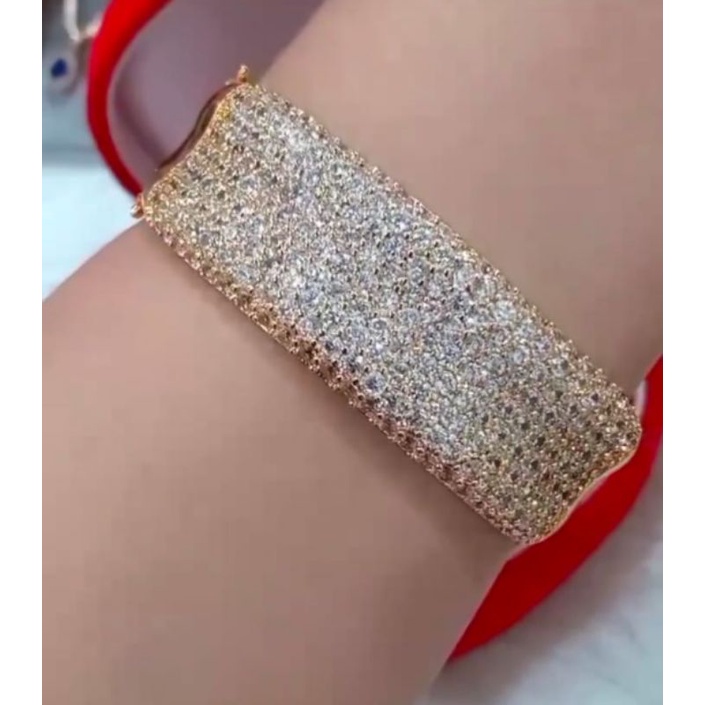 Gelang Bangle (Vier) Wanita Replika Lapis Emas Full (Diamond)