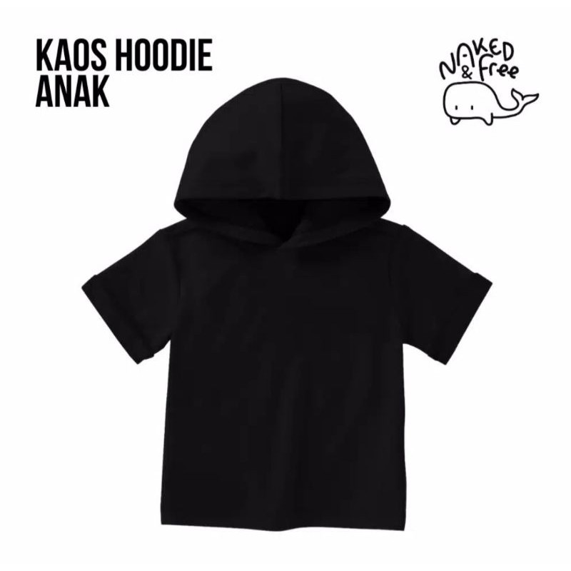 kaos hoodie kupluk anak polos usia 2-8 tahun