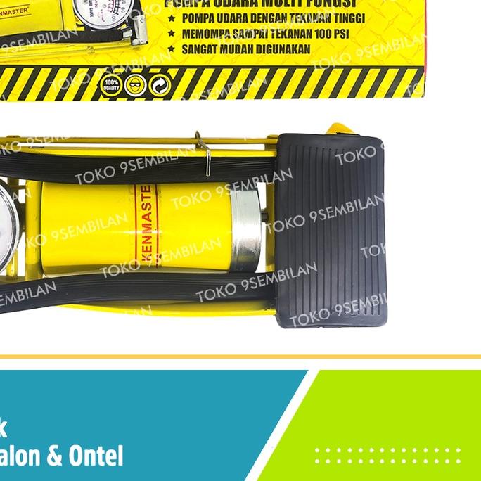 ♠ Kenmaster Pompa Injak 1 Tabung Pentil Bola & Ontel 100Psi Sepeda Motor ♨
