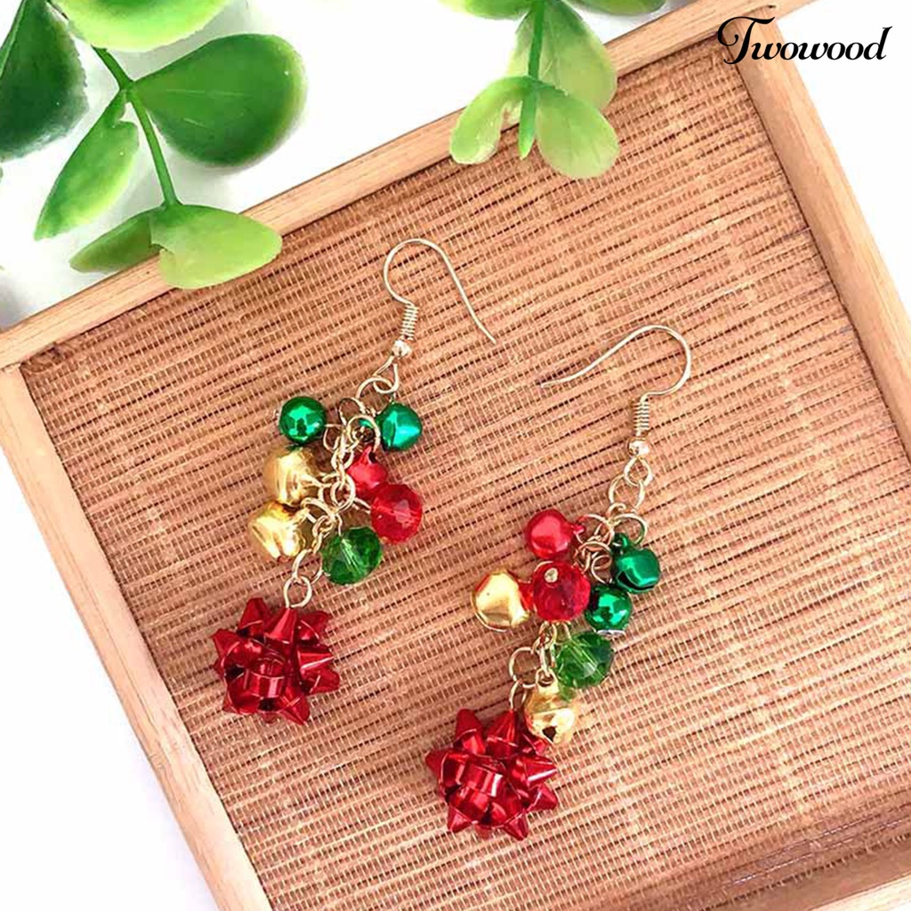 Set Kalung Gelang Anting Hook Desain Bunga Bell Natal Element Warna-Warni Untuk Wanita