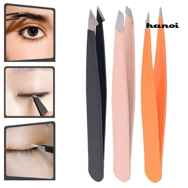 HQTM_3Pcs Point Slant Knife Tip Eyebrow Removal Tweezers Eyelashes Extension Tools