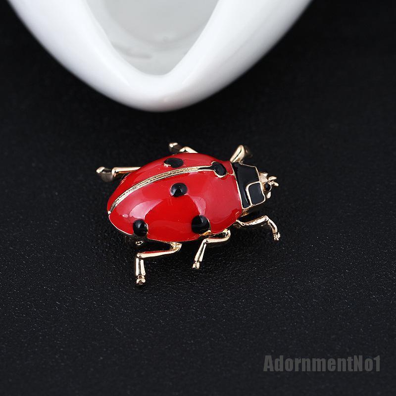 (Adornmentno1) Bros Pin Enamel Bentuk Kumbang Merah Untuk Aksesoris Scarf / Syal / Hadiah