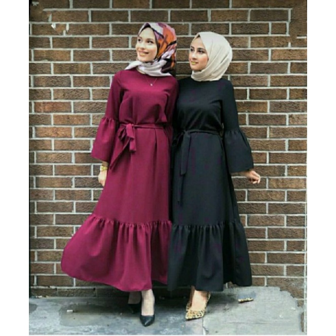 Kamila Gamis Modern Casual Dress Simple Elegant Ungu dan Hitam