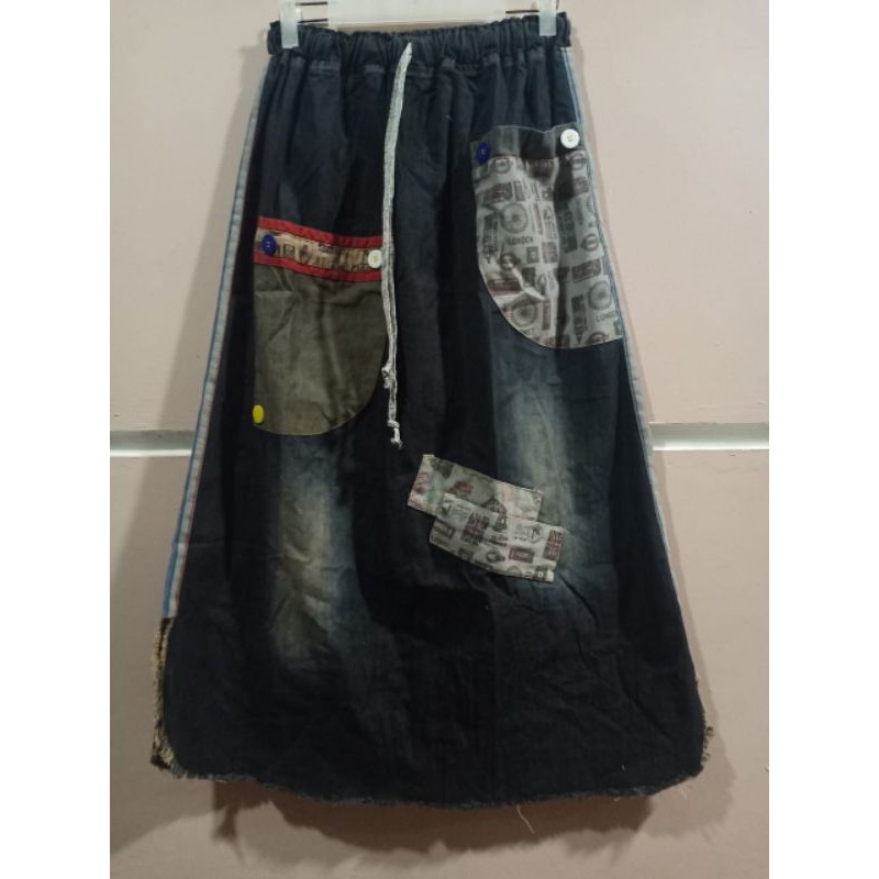 ROK LEVIS PANJANG TEMPEL CAMPAS / BISA COD / ROK WANITA DEWASA / ROK LEVIS MASA KINI/ ROK JEANS WASH