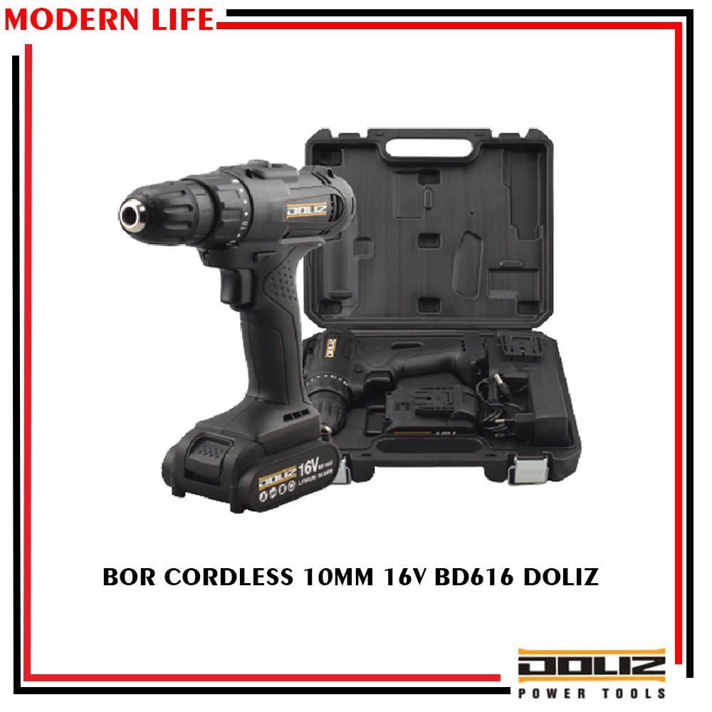 BOR TANGAN Electric Drill Bor Cordless Drill Battere 16V DOLIZ BD616  / BOR BATRE / BOR BATERAI