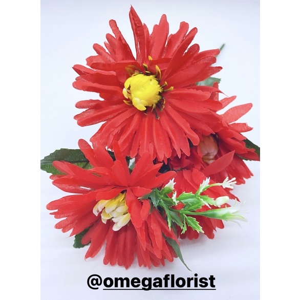 Krisan Afrika Artificial Bunga Artificial/Bunga Plastik/Bunga Dekorasi/Dekorasi Pernikahan/Pernikahan-Merah
